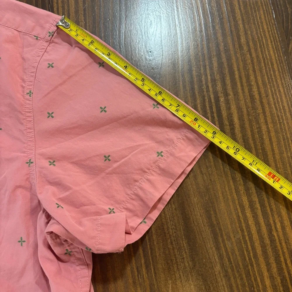 THE NORTH FACE Button Up Shirt Mens‎ XL Pink Cross Print Short Sleeve Pocket